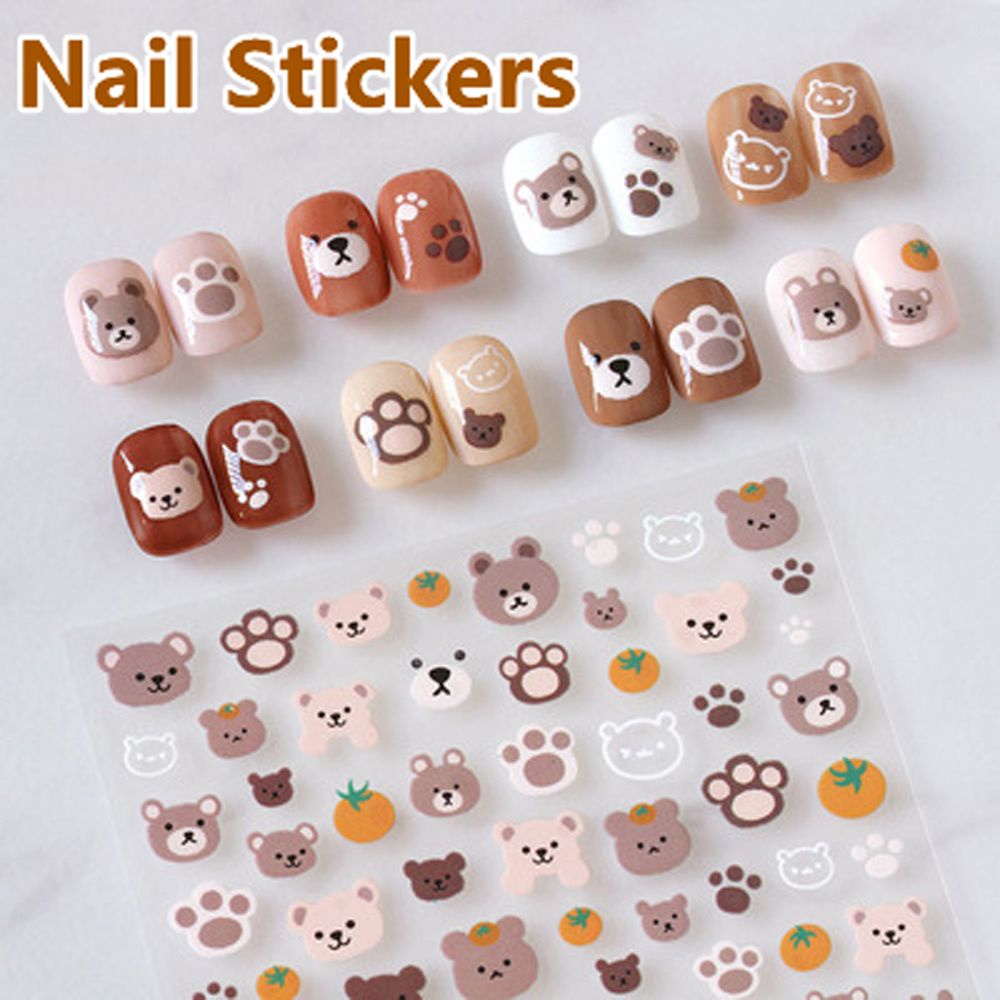 MXBEAUTY Women Nail Art Decorations Summer DIY Nail Decals Cartoon Nail Sticker Self-adhesive Star Rabbit Bear Painted Applique Panda Manicure Accessories