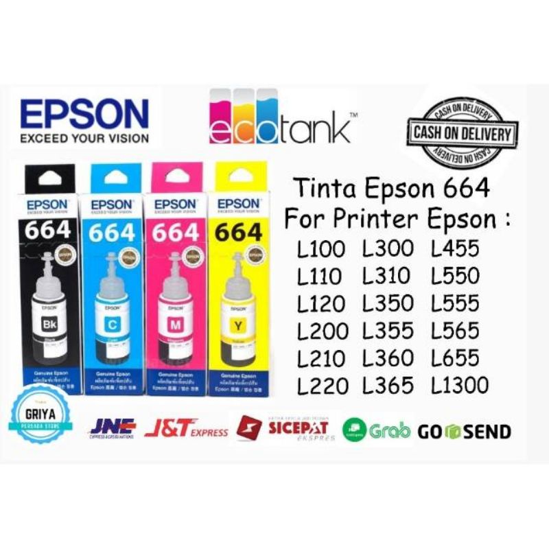 Tinta Epson 664 Hitam and Color Warna Printer Epson L100 L110 L120 L200 L210 L220 L310 COD