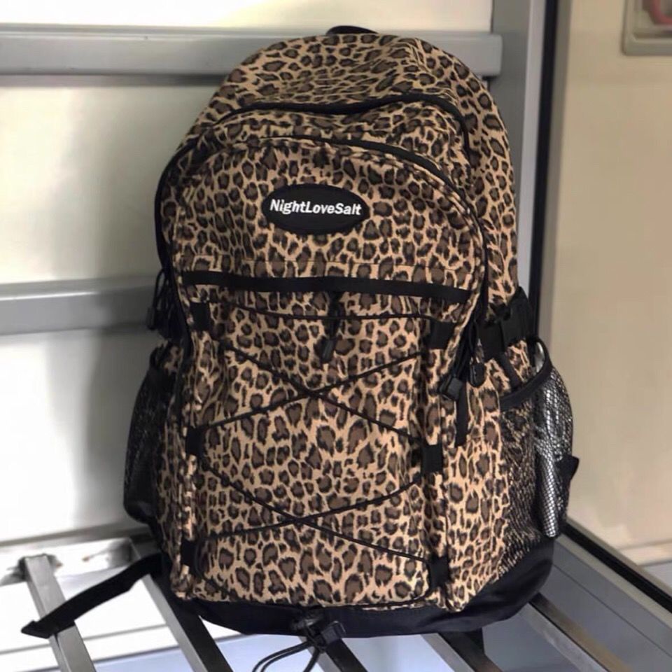 ❈▽Sera dark wind goreng street leopard print ransel untuk pria dan wanita versi Korea tas sekolah siswa kasual berkapasitas besar untuk semua pertandingan untuk pria dan wanita