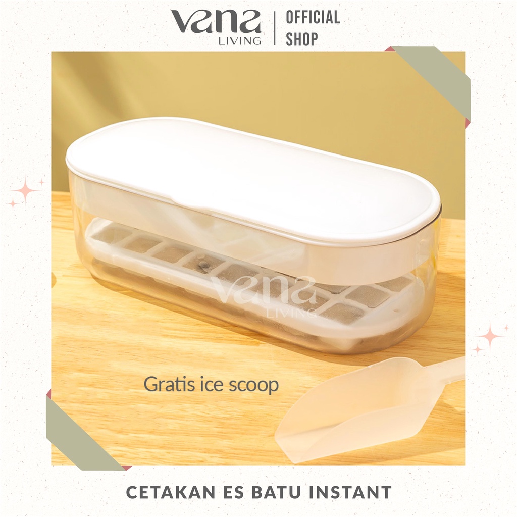 Vana Cetakan Es Batu Modern Sekali Tekan Jadi Dengan Wadah Kotak Akrilik Aesthetic Ice Tray Praktis Gratis Sekop