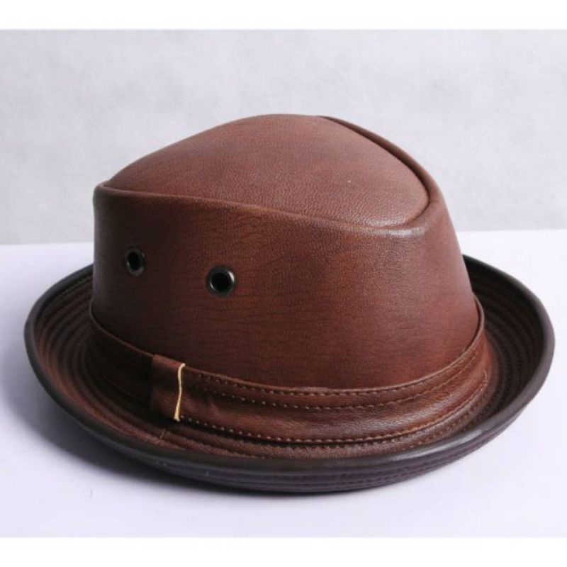 Topi Fedora Tompi Kulit Asli/Fedora