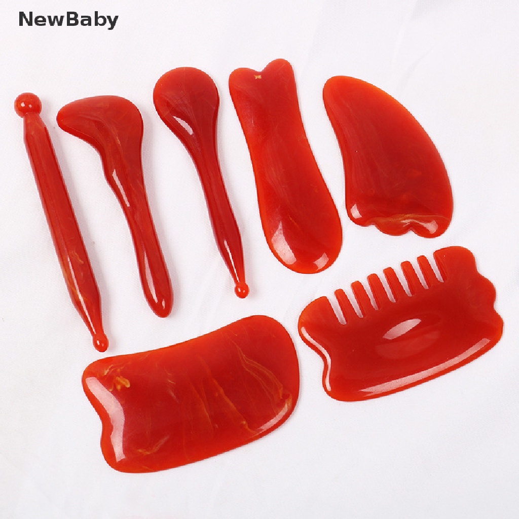 NewBaby Natural Rose Quartz Jade Gua Sha Board Massage Stone Guasha Scraping Facial ID