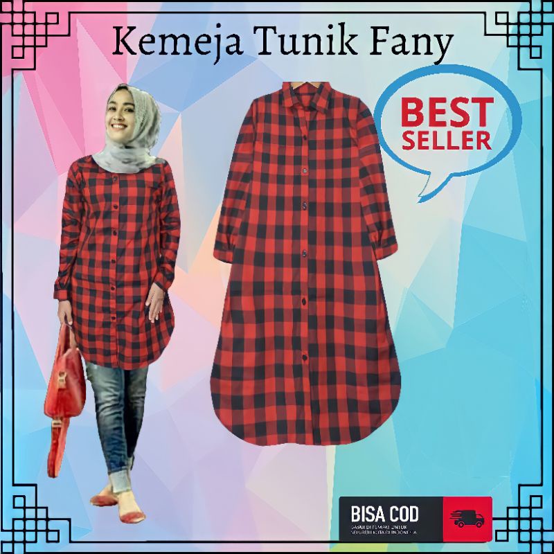 Kemeja Atasan Wanita Tunik Fany Baju Wanita Cassual Korea Terbaru 2021