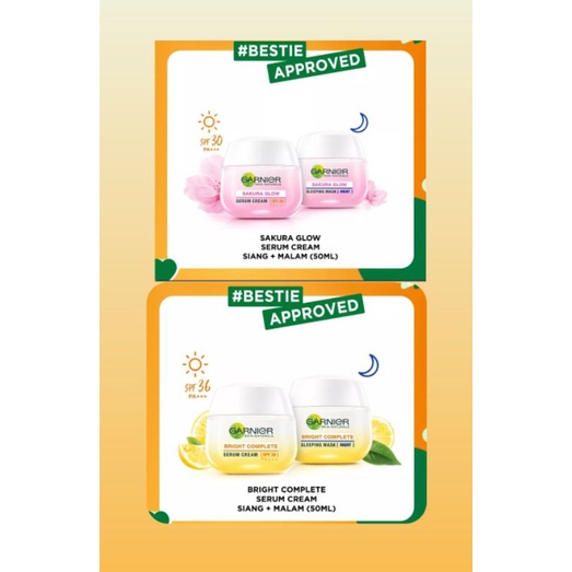 Garnier Sakura Glow Night+Day Cream/ Garnier Bright Complate Day+Night Cream