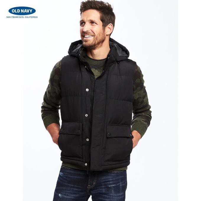 Rompi Old Navy Detachable Hood Frost Free Puffer Vest Black Original .Deevagrosir.Olshop