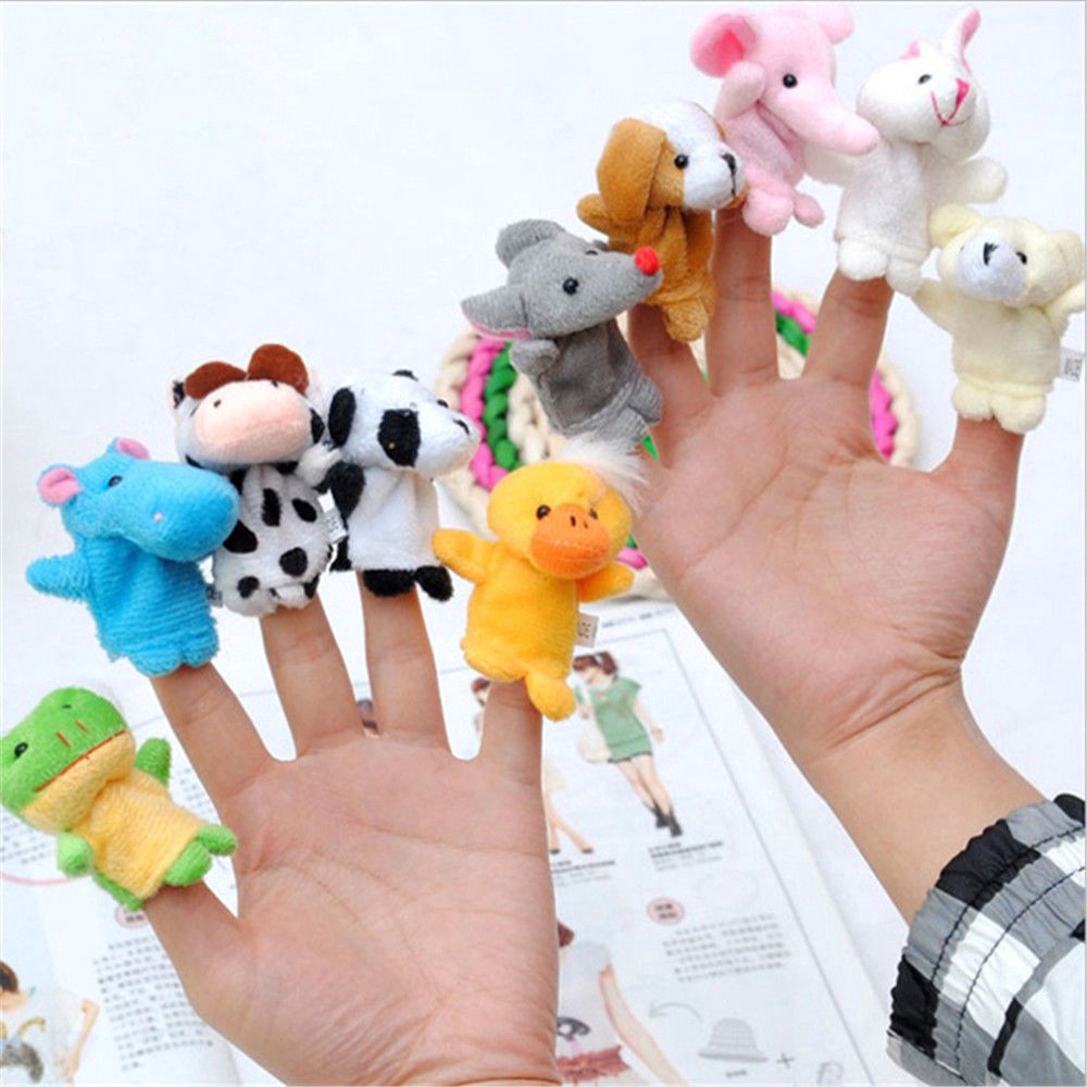 10Pcs / Pack Boneka Puppet Jari Bentuk Binatang Bahan Plush untuk Edukasi