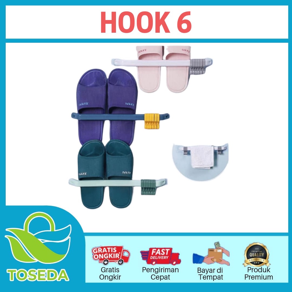 Gantungan Handuk Tempel 6 HOOK Gantungan Dapur Gantungan Serbaguna