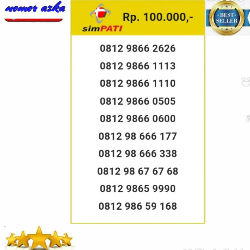 Nomor Cantik Kartu simpati 0812 9886 2626 Seri Double AB 2626 Terbaru Bsm02