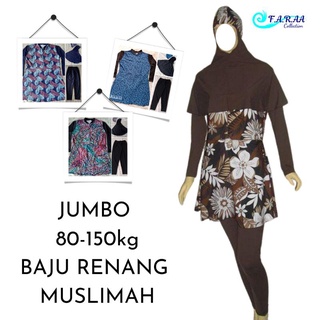 JUMBO (80-150kg) Baju Renang Muslimah Bigsize Bermotif LD 110 120 130 140 3XL/4XL/6XL/7XL