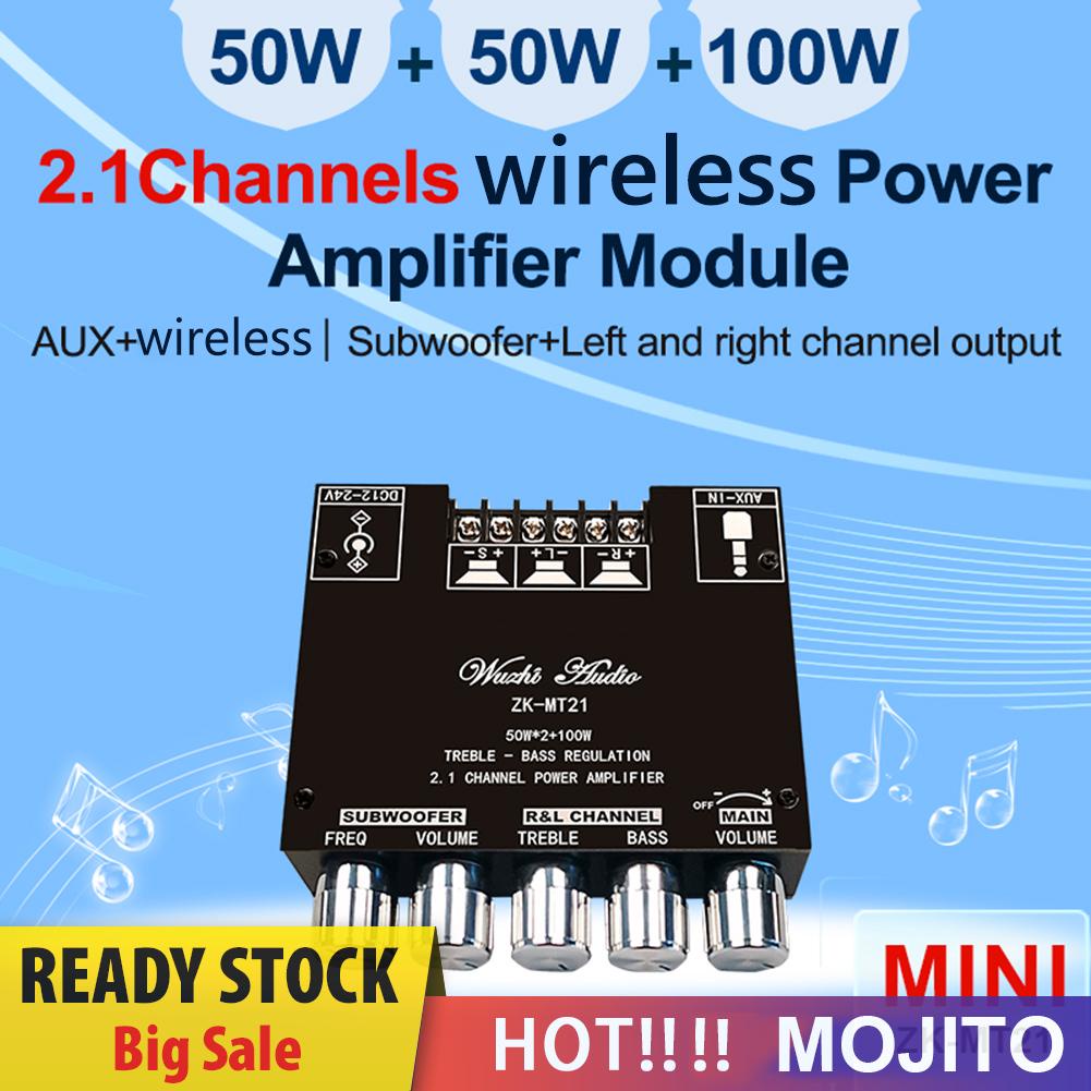 Zk-Mt21 Papan Power Amplifier Digital 2x50w + 100w Stereo Bt5.0 2.1 Channel