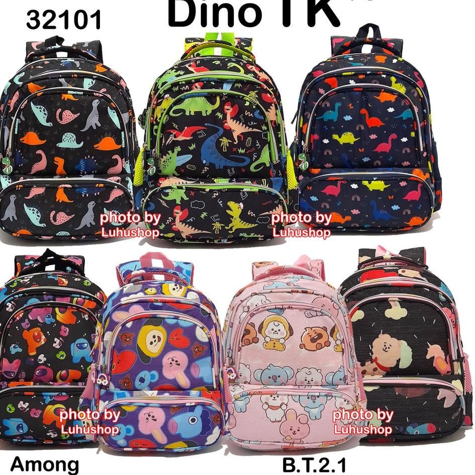 Oshiro TK SD Tas Ransel Cewe Perempuan 32101 Tas Anak Perempuan Unicorn Dino Dinosaurus BT21 AmongUs
