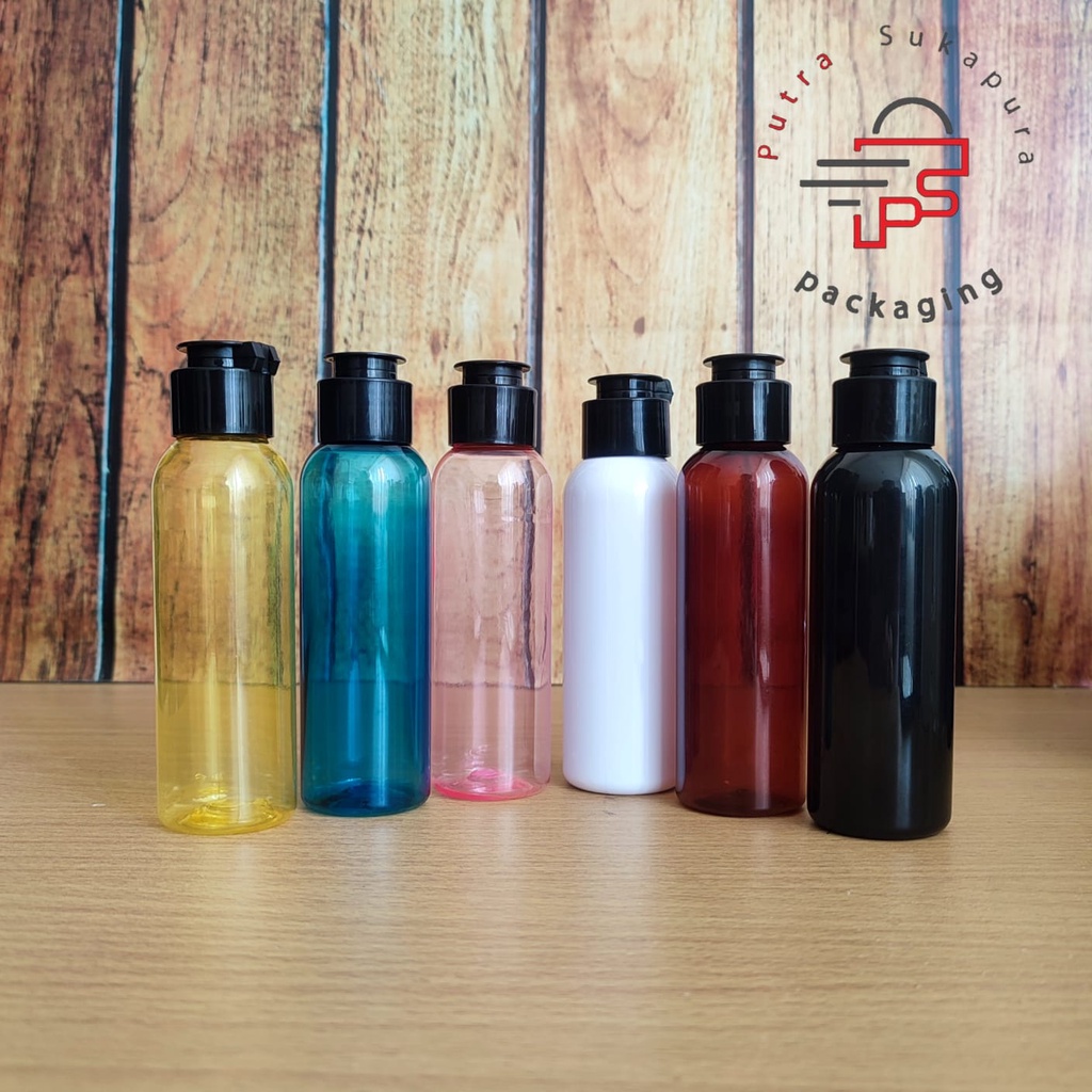 botol fliptop 100ml / botol toner 100ml - fliptop hitam jamur