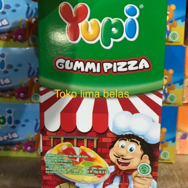 Yupi Gummi Pizza. 1 box isi 12 Pcs