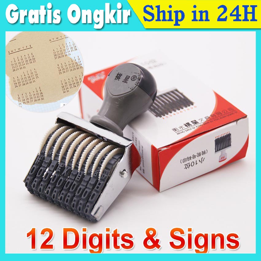 

12 Digits Stempel LUNAS + Tanggal Date Stamp Nomor 0-9 ukuran 4.5mm Stempel Manual Huruf Angka