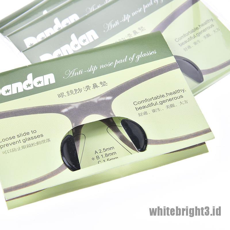 &lt; White3 &gt; 5 Pasang Bantalan Hidung Kacamata Bahan Silikon anti slip 1.8mm