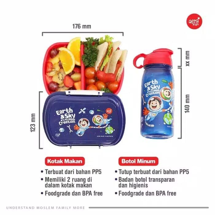Terlaris Box makan / tempat makan / kotak Lunch set/kotak makan bekal anak karakter afrakids like tu