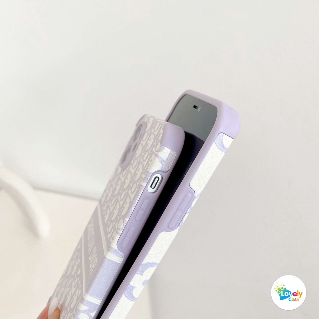 ready stock iphone 13 11 12 pro max 12 mini se 2020 xr x 7 8 6 6s plus lambskin design purple fashion brand precise hole position phone case anti fall soft protective cover