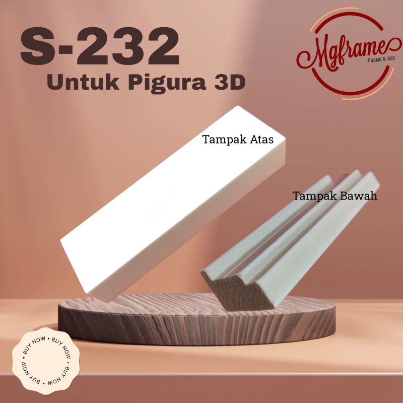 BATANGAN PIGURA POLOS TYPE S 232  PANJANG 3METER LEBAR 2.7CM/PIGURA 3D