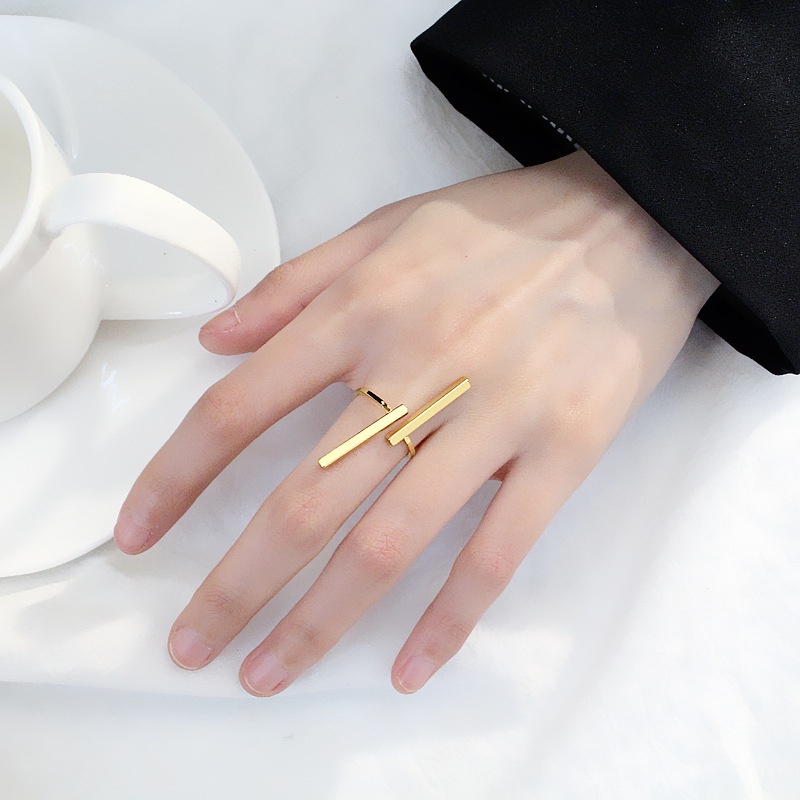 Cincin Model Terbuka Desain Geometri Gaya Simple Kreatif Untuk Wanita