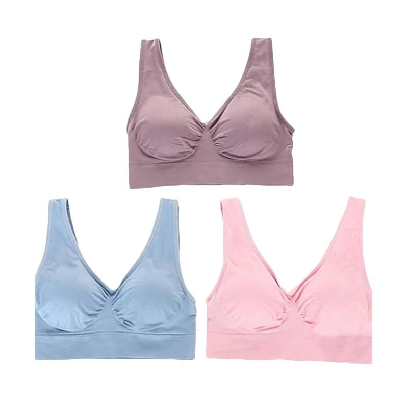 [COD] 3PCs Genie Bra Pastel | Bra Jepang Berkualitas Lembut Halus Dan Nyaman Tanpa Kawat Original