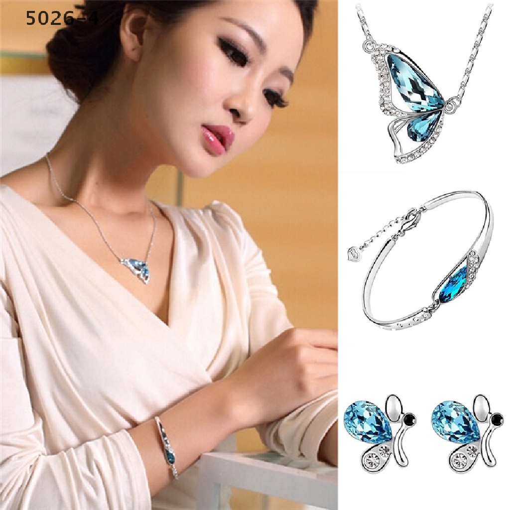 5026-4 New Butterfly Jewelry Sets Necklace + Earring+Bracelet Crystal Set Fashion 5026-4