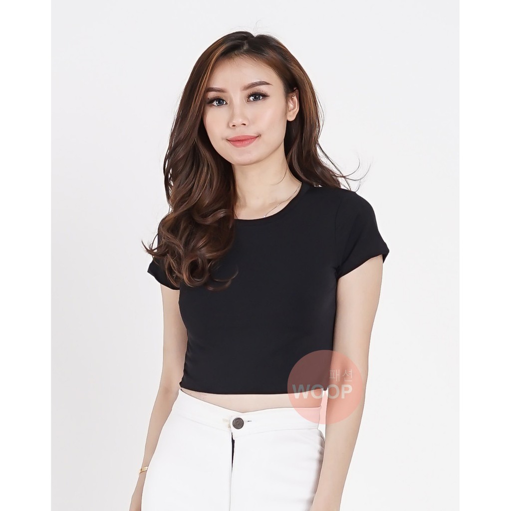 Lara crop top tee atasan wanita