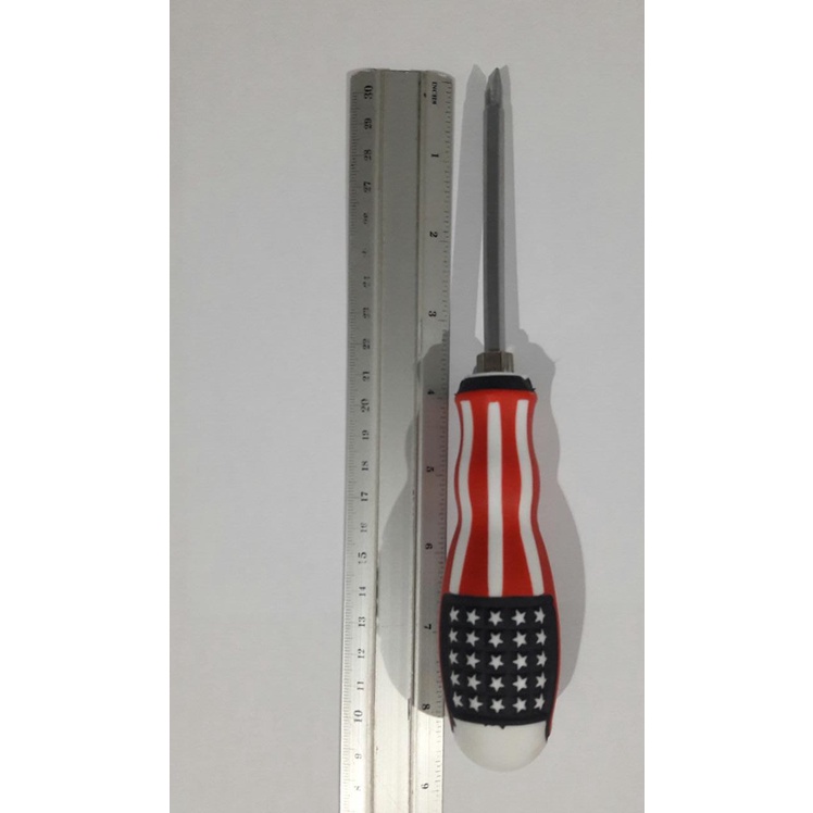 OBENG BOLAK BALIK GAGANG KARET AMERIKA 2IN1 8 INCH 2 WAY SCREWDRIVER PLUS MINUS