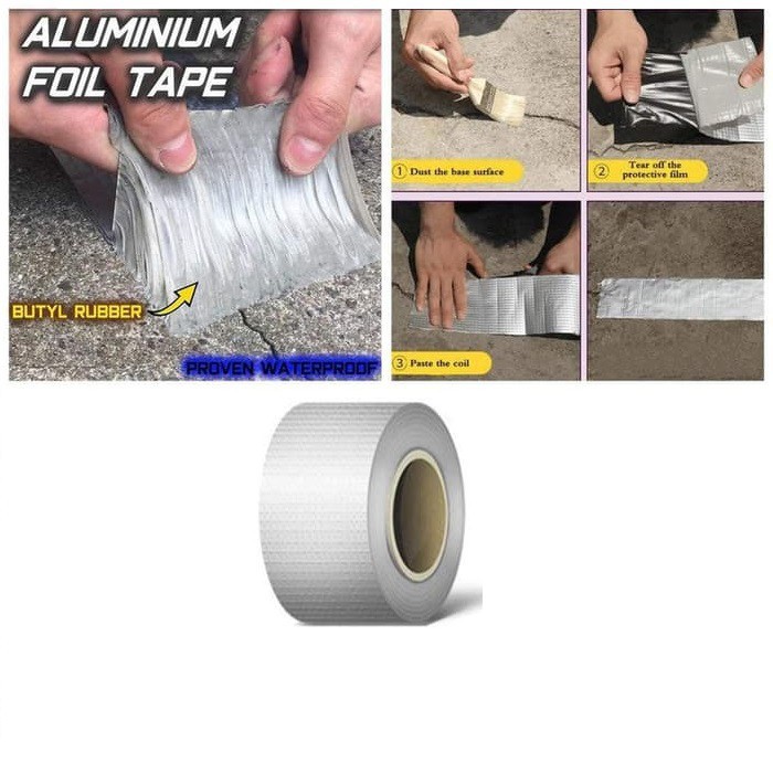 WATERPROOF TAPE ROOF Lakban Alumunium Tahan Air Panas Anti Bocor - 5 cm x 300 cm