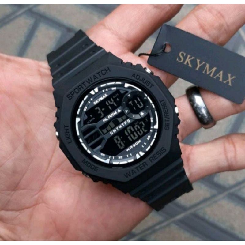Jam Netizen Jam Tangan Skymax Jam Tangan Pria Tahan Air Menyelam Jam Tangan Couple Sepasang Free Baterai Box Analog Baterai Jam Tangan Waterproof-Segienam hitam