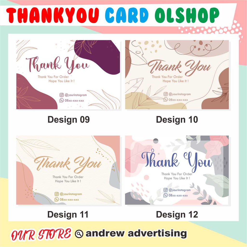 KARTU UCAPAN TERIMAKASIH UNTUK ONLINE SHOP / THANK YOU CARD