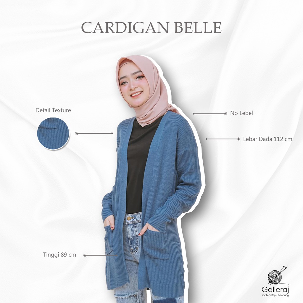 Cardigan Wanita Rajut Halus Long Cardigan BELLE Oversize By Galleraj