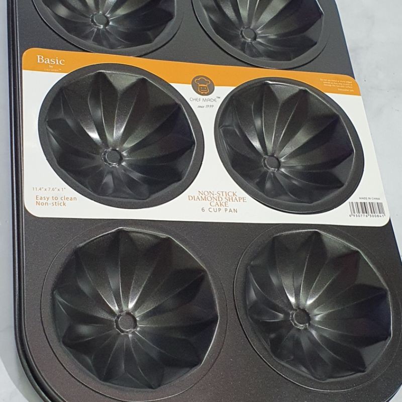 CHEFMADE 6s diamond shape cup cake non stick baking pan