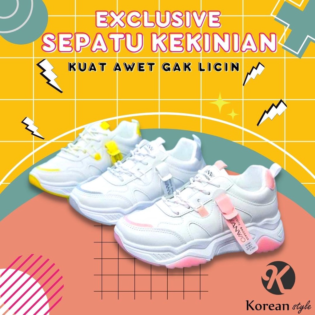 Sepatu Sneakers Wanita Kekinian Terbaru Korean Style Sport Running Olahraga Santai Spatu Snekers Cew