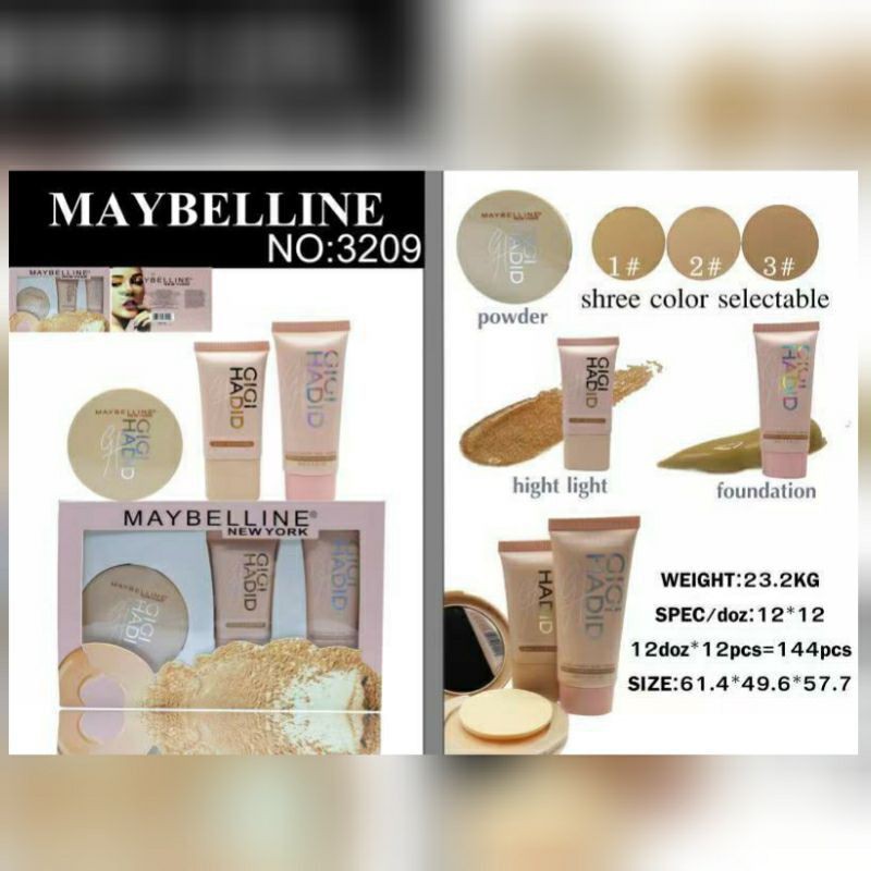 BEST SELLER PAKET MAKE - UP SET MAYBELLINE 3IN1 FIT ME WARNA NATURAL