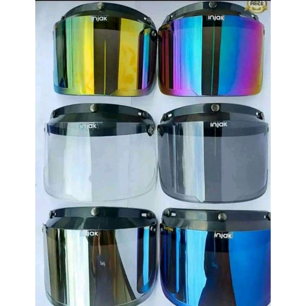 Kaca Datar Injax Flat Silver ,pelangi ,hitam, putih Buat Helm bogo