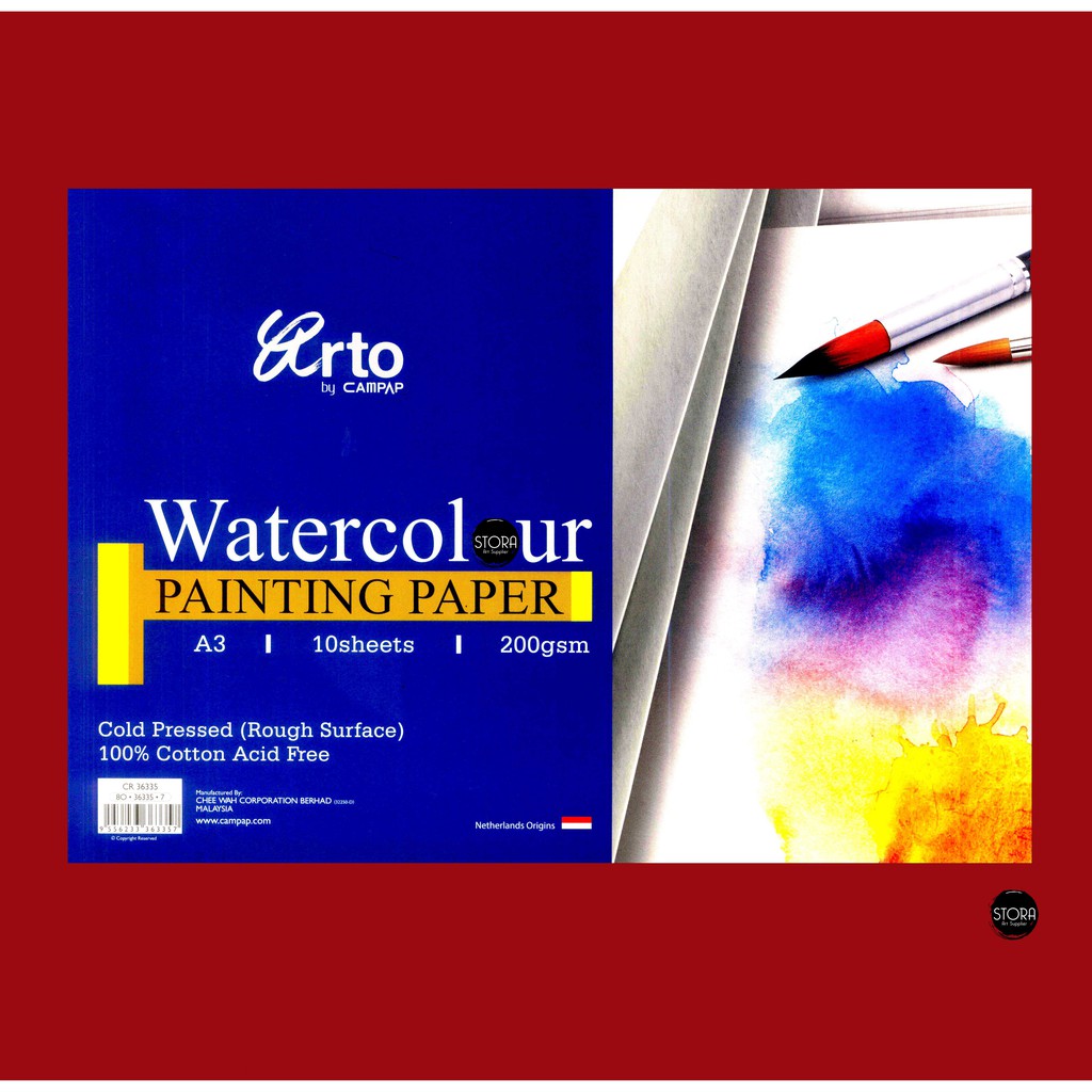 

Arto Watercolour Painting Paper A3 200 Gsm Kertas Cat Air - Cotton