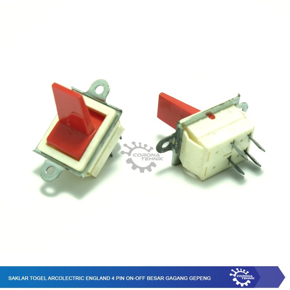 Saklar Togel Arcolectric England 4 Pin On-Off Besar Gagang Gepeng