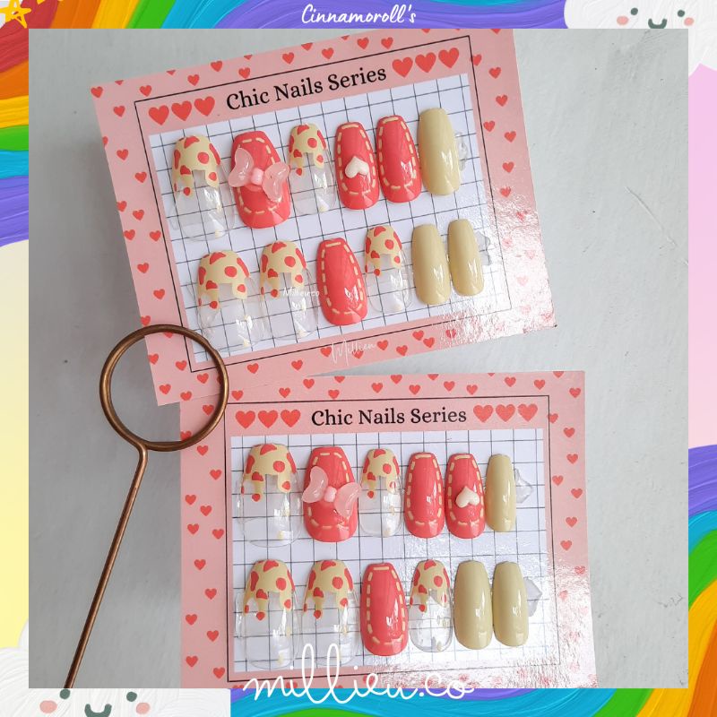 (BUY 4 GET 1 FREE) Millieu 3d fake nails | kuku palsu 3d premium | free lem dan kikir kuku | false n
