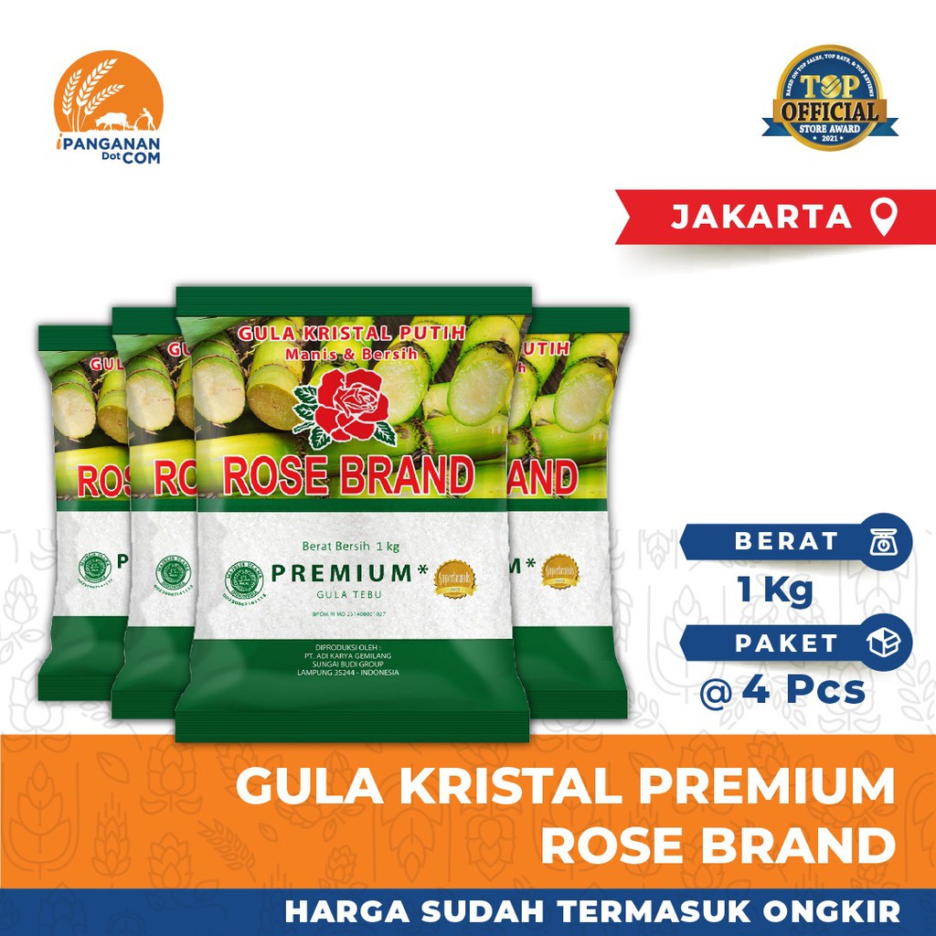 

Gula Kristal Premium Rose Brand 1Kg @4Kg (Harga + Ongkir)