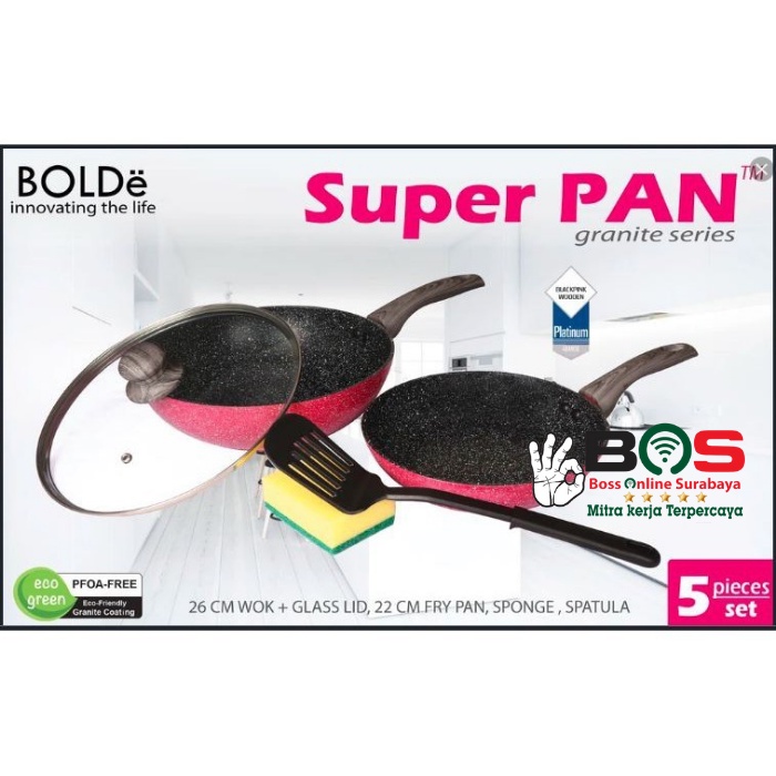 BOLDe Super Pan Granite Series Set 5 Pcs Panci Set Bolde BlackPink Series