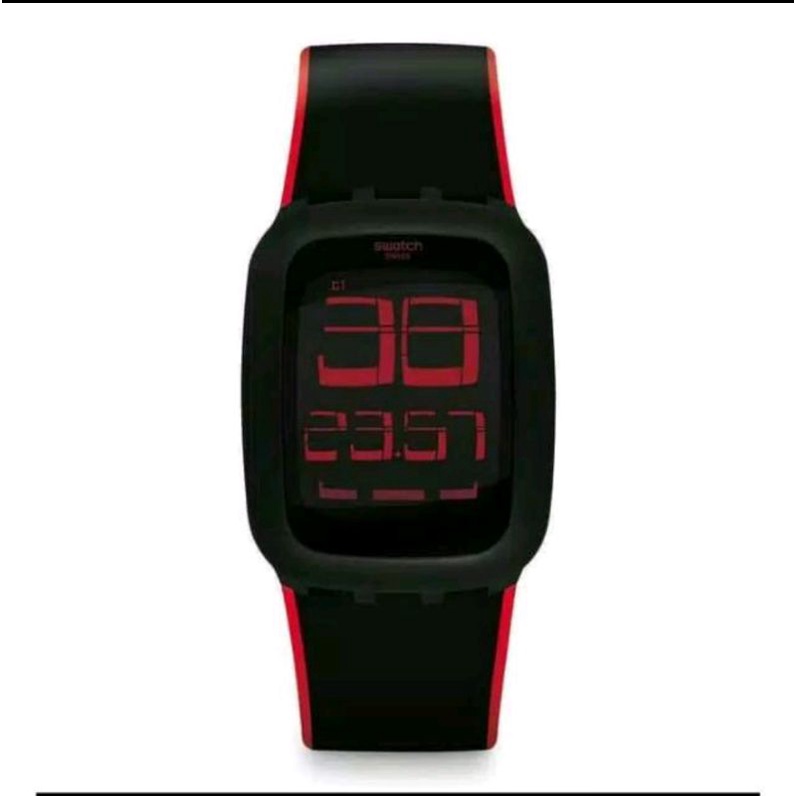 SWATCH SURB102  BLACK LIS RED  ORIGINAL SWATCH GARANSI 2
