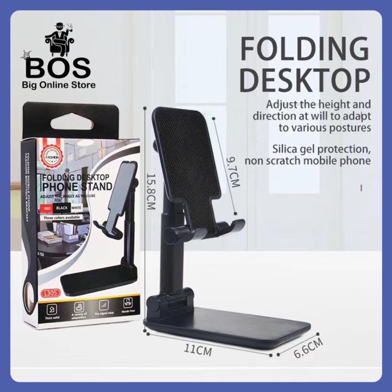 BOS - Holder Folding Desktop Stand HD23 | Standing HD-23 L305 L-305 HP Handphone Phone / Tablet