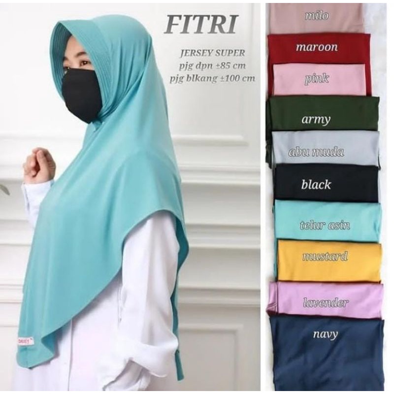 Jilbab Hijab Kerudung Khimar Bergo Instan Jersey Terbaru Fitri Pad