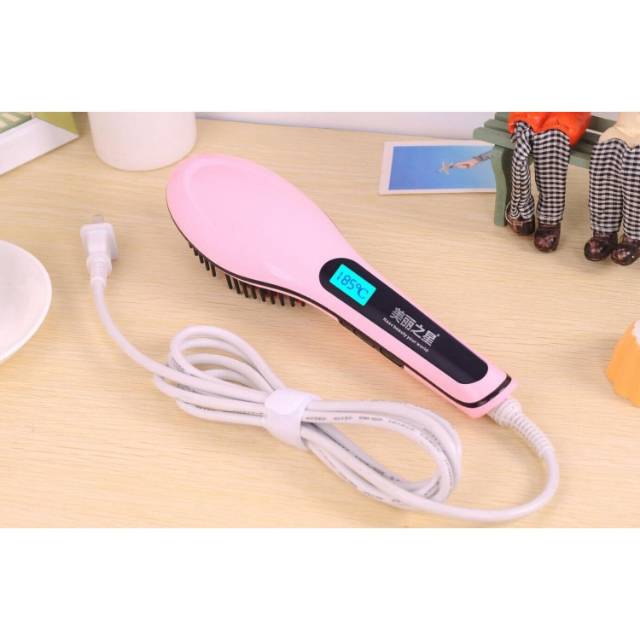 Sisir Catok Pelurus Rambut Ion Elektrik Blow Portable Fast Hair Original