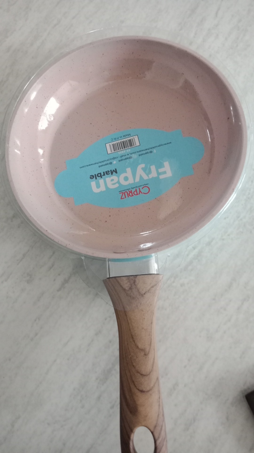 Cypruz Fp0692 16cm Fry Pan Mini Marble Coating Gagang Kayu Marbel