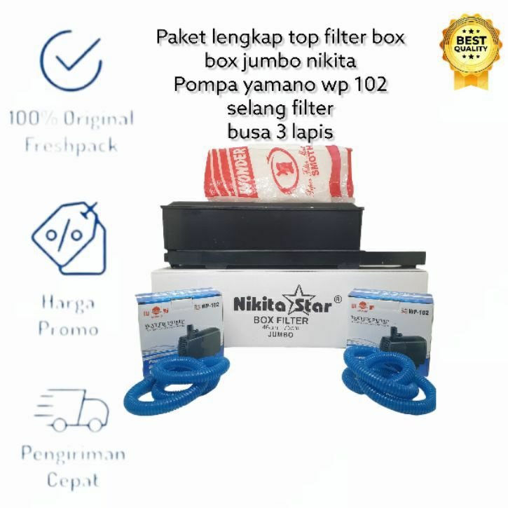 PAKET TOP FILTER BOX JUMBO AQUARIUM PLUS POMPA PEMBERSIH YAMANO WP 102