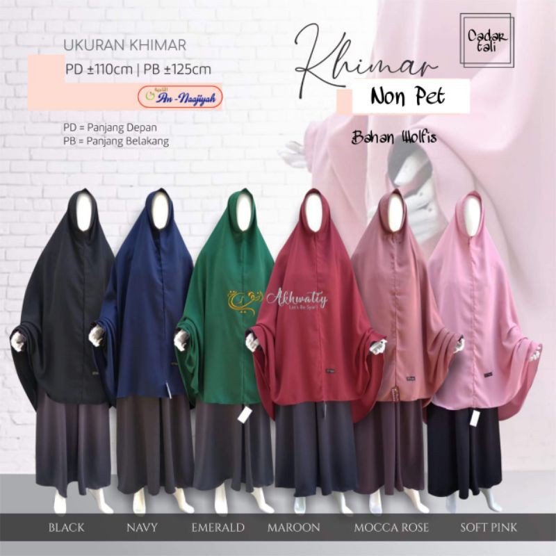 Non Pet , Terlaris  Khimar Jumbo Non Pet / Jilbab instan jumbo Non pet Wolfis Akhwatiy