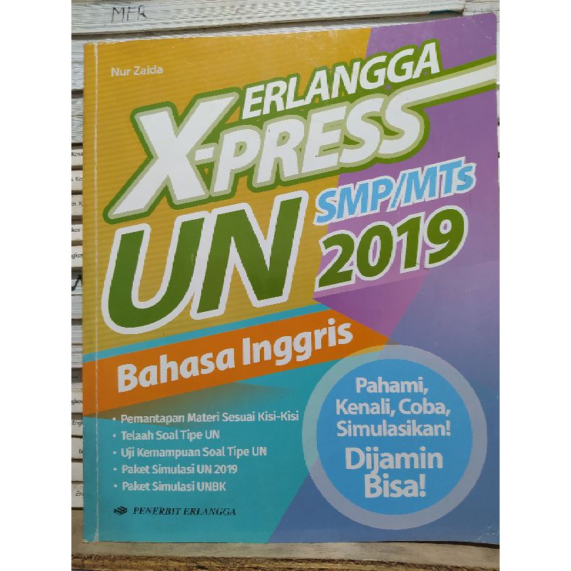 X Press UN SMP Matematika IPA Bahasa Indonesia Bahasa Inggris 2019 Erlangga-Bahasa Inggris