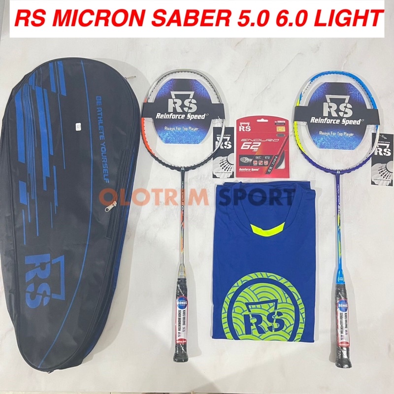 Raket Badminton RS MICRON SABER LIGHT 2.0 3.0 5.0 6.0 2 3 5 6 73gr 75gr 5u 6u 5 6 Original