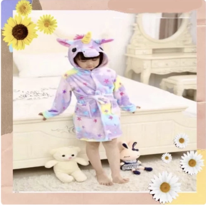 Bathrobe jubah handuk unicorn anak kimono mandi renang anak unicorn